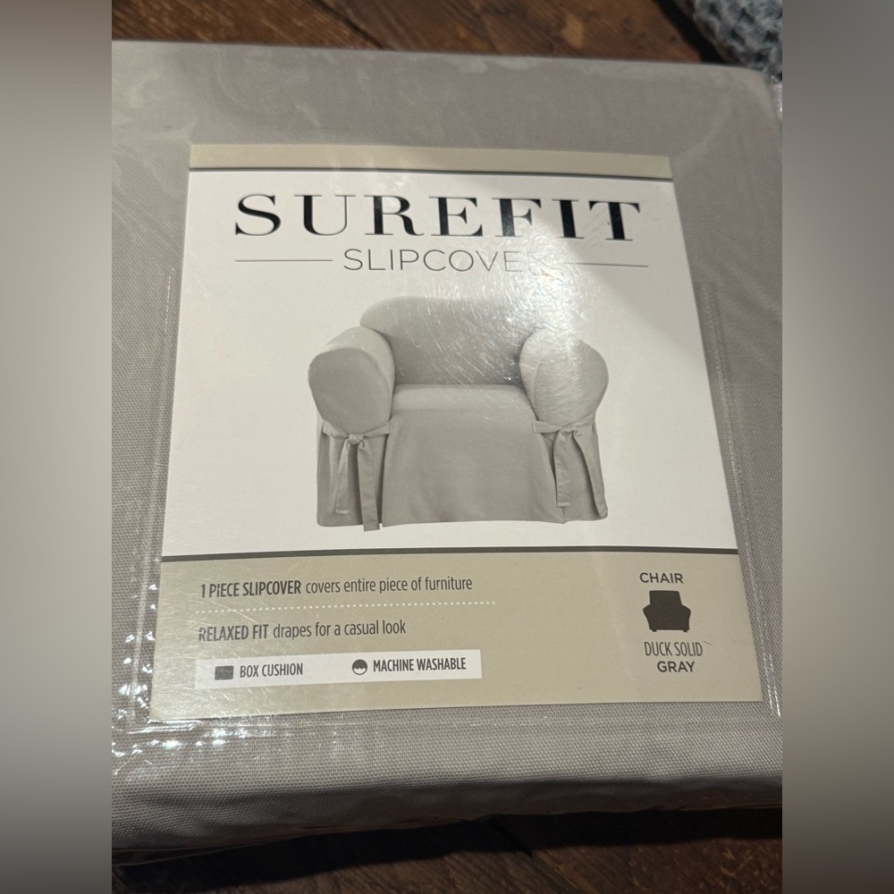Sure Fit Duck Solid Gray Slipcover for Chairs
